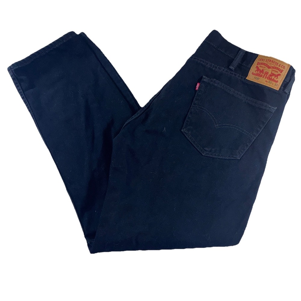 Levi's 505 Classic Straight Leg Black Jeans Men's 40x32